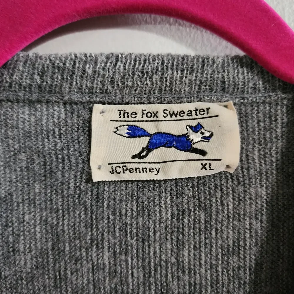 VTG JC‎ Penney the Fox Sweater 70's 80's Gray - XL